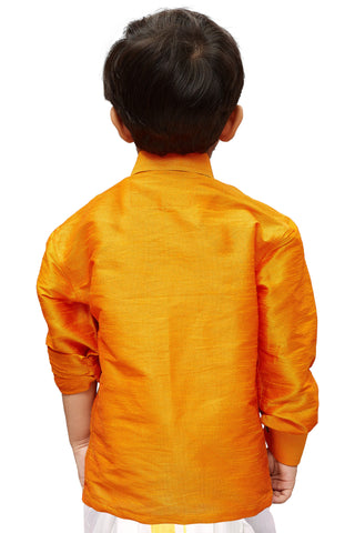 Vastramay Silk Blend Orange Baap Beta Shirt