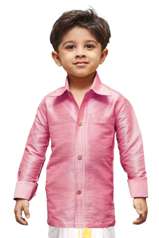 Vastramay Silk Blend Pink Baap Beta Shirt