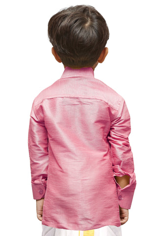 Vastramay Silk Blend Pink Baap Beta Shirt