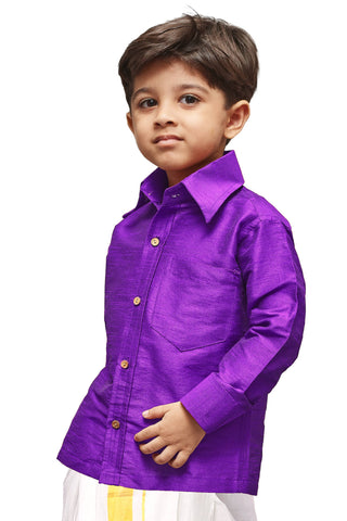 Vastramay Silk Blend Purple Baap Beta Shirt