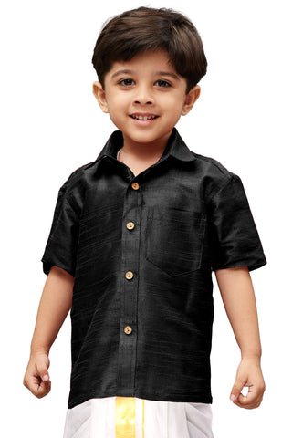 Vastramay Black color Silk Blend Baap Beta Shirt set