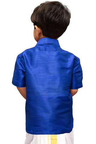 Vastramay Blue Silk Blend Baap Beta Shirt set