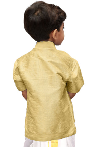 VASTRAMAY Boys  Gold Opaque Ethnic Shirt