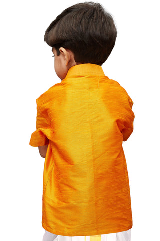 Vastramay Orange Silk Blend Baap Beta Shirt set