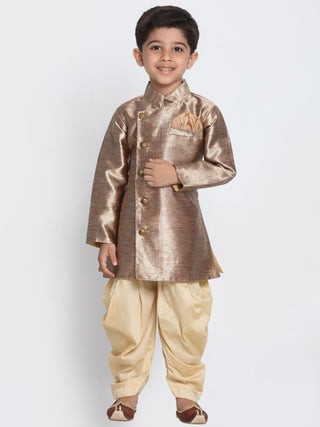 Boys' Gold Cotton Blend Sherwani