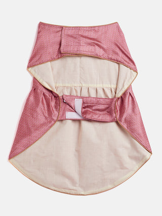 Vastramay Pink Woven Silk Blend Siblings set for Dogs