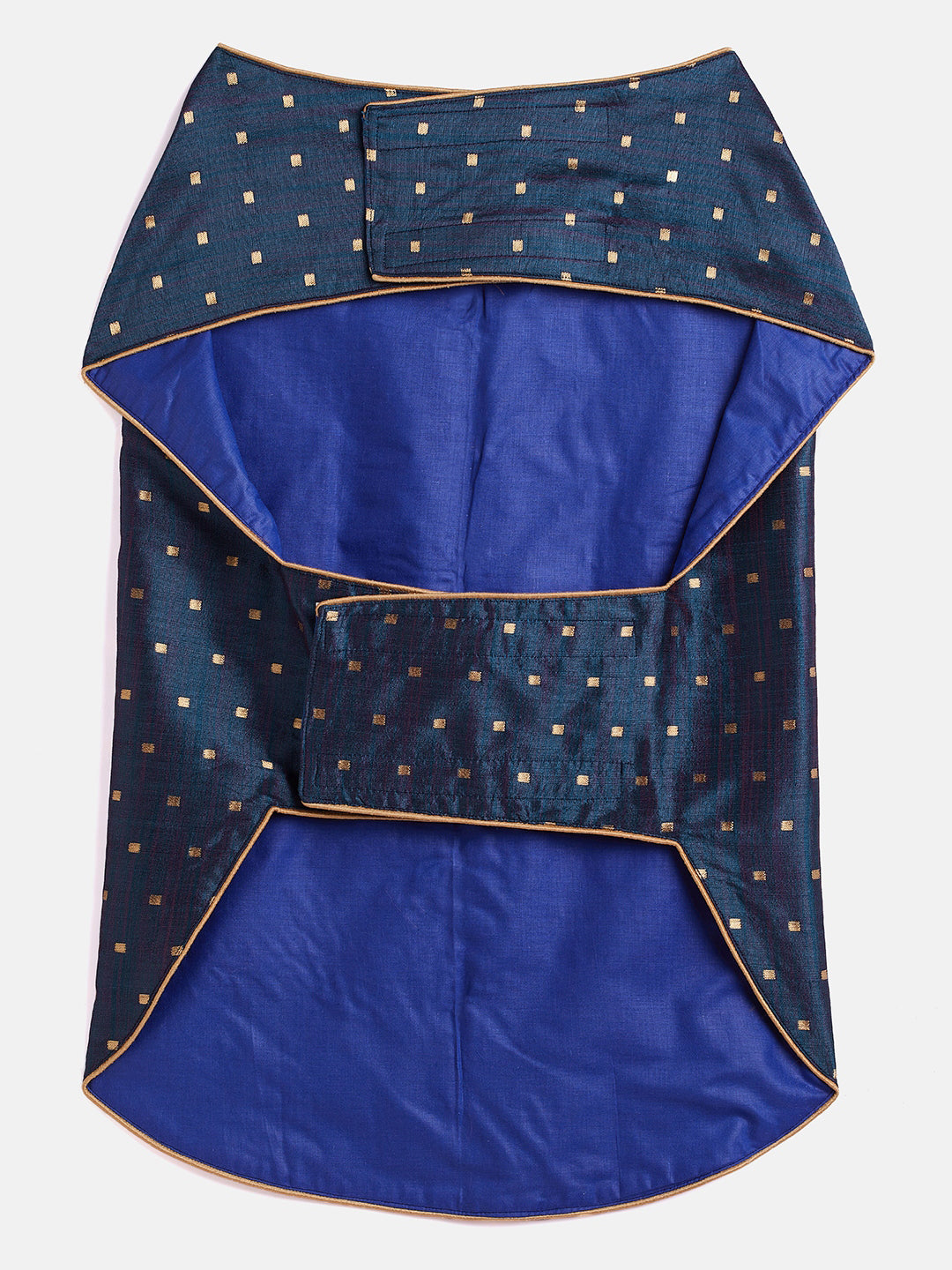 Blue And Gold Silk Blend Siblings Set For Dogs