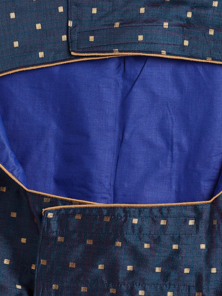 Blue And Gold Silk Blend Siblings Set For Dogs