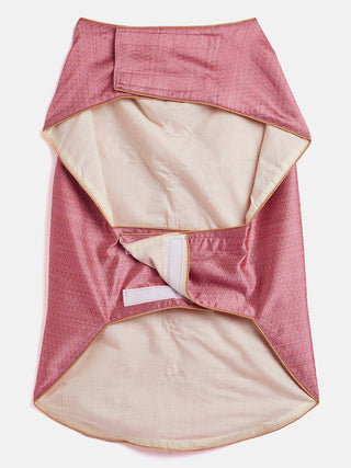 Vastramay Pink Woven Silk Blend Siblings set for Dogs