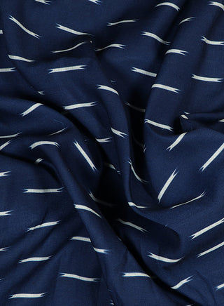 Ikkat Printed Navy Blue Pure Cotton Fabric