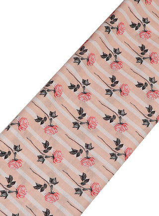 Floral Printed Peach Base Soft Cotton Linen Fabric