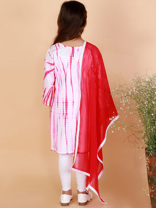 Vastramay Pink Tie And Dye Pattern Cotton Siblings Set