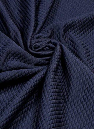 Checks Navy Blue Quilted Fabric