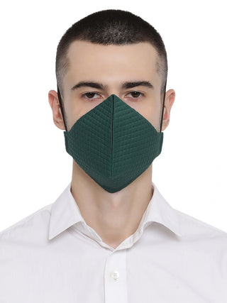 Unisex 3-Ply Quilted Reusable Anti-Pollution, Comfortable Masks in Green - Pack of 1