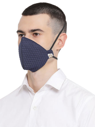 Unisex 3-Ply Quilted Reusable Anti-Pollution, Comfortable Masks in Navy Blue - Pack of 1