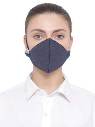 Unisex 3-Ply Quilted Reusable Anti-Pollution, Comfortable Masks in Navy Blue - Pack of 1