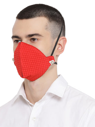 Unisex 3-Ply Quilted Reusable Anti-Pollution, Comfortable Masks in Red - Pack of 1