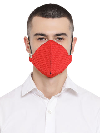 Unisex 3-Ply Quilted Reusable Anti-Pollution, Comfortable Masks in Red - Pack of 1