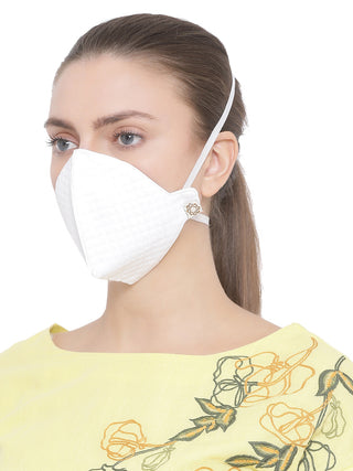 Unisex 3-Ply Quilted Reusable Anti-Pollution, Comfortable Masks in White - Pack of 1
