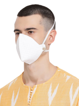 Unisex 3-Ply Quilted Reusable Anti-Pollution, Comfortable Masks in White - Pack of 1