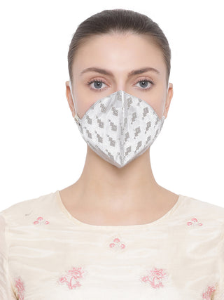 Unisex 3-Ply Embroidered Reusable Anti-Pollution, Comfortable Masks in Grey - Pack of 1