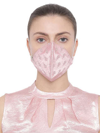 Unisex 3-Ply Embroidered Reusable Anti-Pollution, Comfortable Masks in Pink - Pack of 1