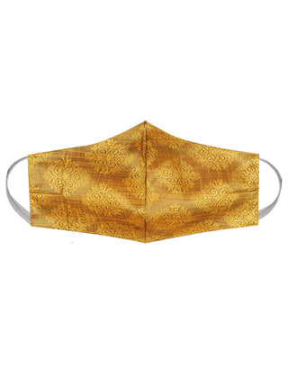 Unisex 2 Ply Self Design Mustard Brocade Reusable Face Mask
