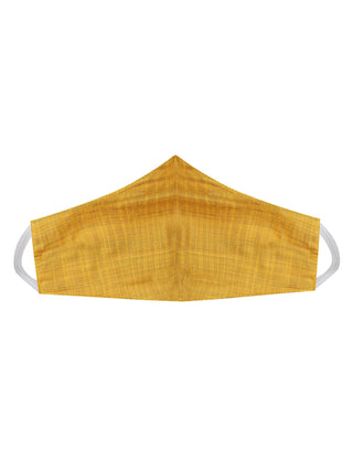 Unisex 2 Ply Self Design Yellow Cotton Textured Reusable Face Mask