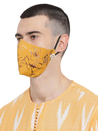 Vastramay Unisex 4 -Ply Foil Printed Reusable Anti-Pollution, Comfortable Large Coverage with Ear Loops Wellness Masks in Yellow - Pack of 1
