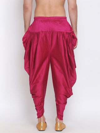 VASTRAMAY Men's  Fuchsia Pink Solid Dhoti Pant