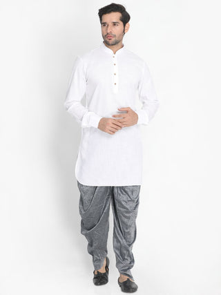 Men's Grey Cotton Silk Blend Dhoti