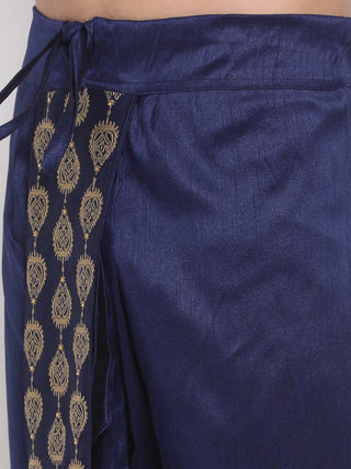 VM By VASTRAMAY Men's Navy Blue Embroidered Dhoti Pant