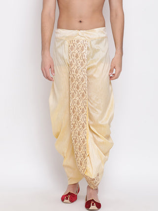 VM By VASTRAMAY Men's Gold Embroidered Dhoti Pant