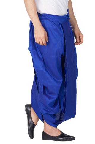 Men's Blue Cotton Silk Blend Dhoti