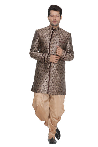 Men's Brown Silk Blend Sherwani Set