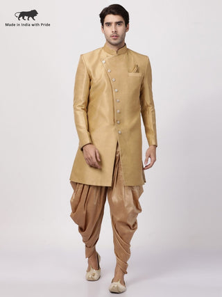 Men's Beige Silk Blend Sherwani Set