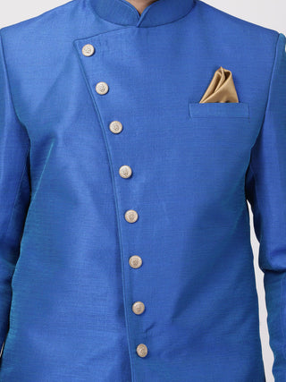 Men's Blue Silk Blend Sherwani Only Top