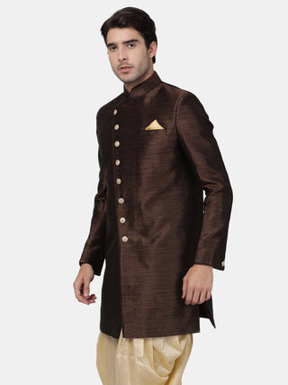 Men's Brown Silk Blend Sherwani Only Top