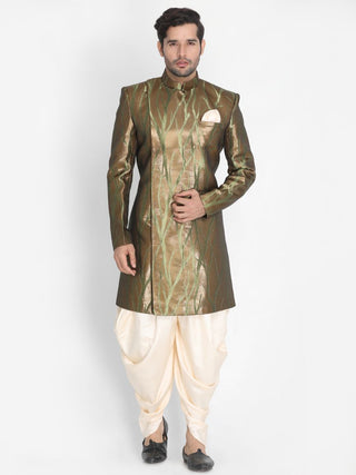 Men's Brown Silk Blend Sherwani Set