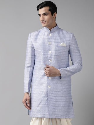 VSTRAMAY Men's Lavender Silk Blend Sherwani Top