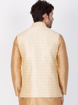 Vastramay Silk Blend Gold Baap Beta Ethnic Jacket