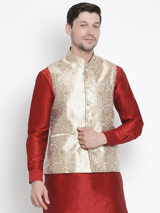 Vastramay Silk Blend Rose Gold Baap Beta Ethnic Jacket