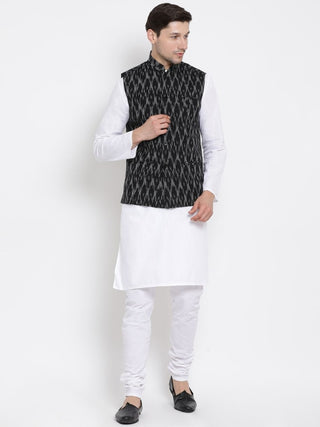 Men's Black Cotton Ethnic Jacket