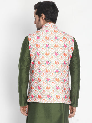 Men's Pink Silk Blend Ethnic Jacket
