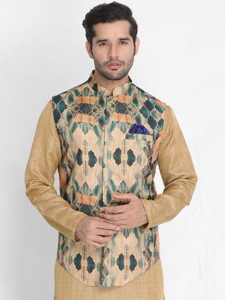 Men's Multicolor Silk Blend Ethnic Jacket