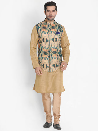 VASTRAMAY Men's Multicolor Silk Blend Ethnic Jacket