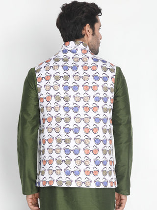 Men's Multicolor Silk Blend Ethnic Jacket