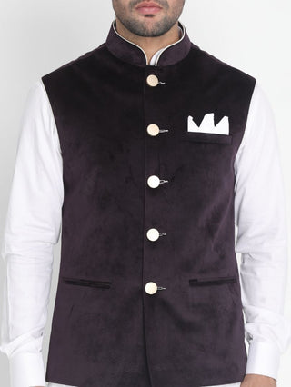 Men's Black Velvet Ethnic Jacket
