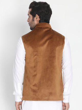 Men's Brown Velvet Ethnic Jacket