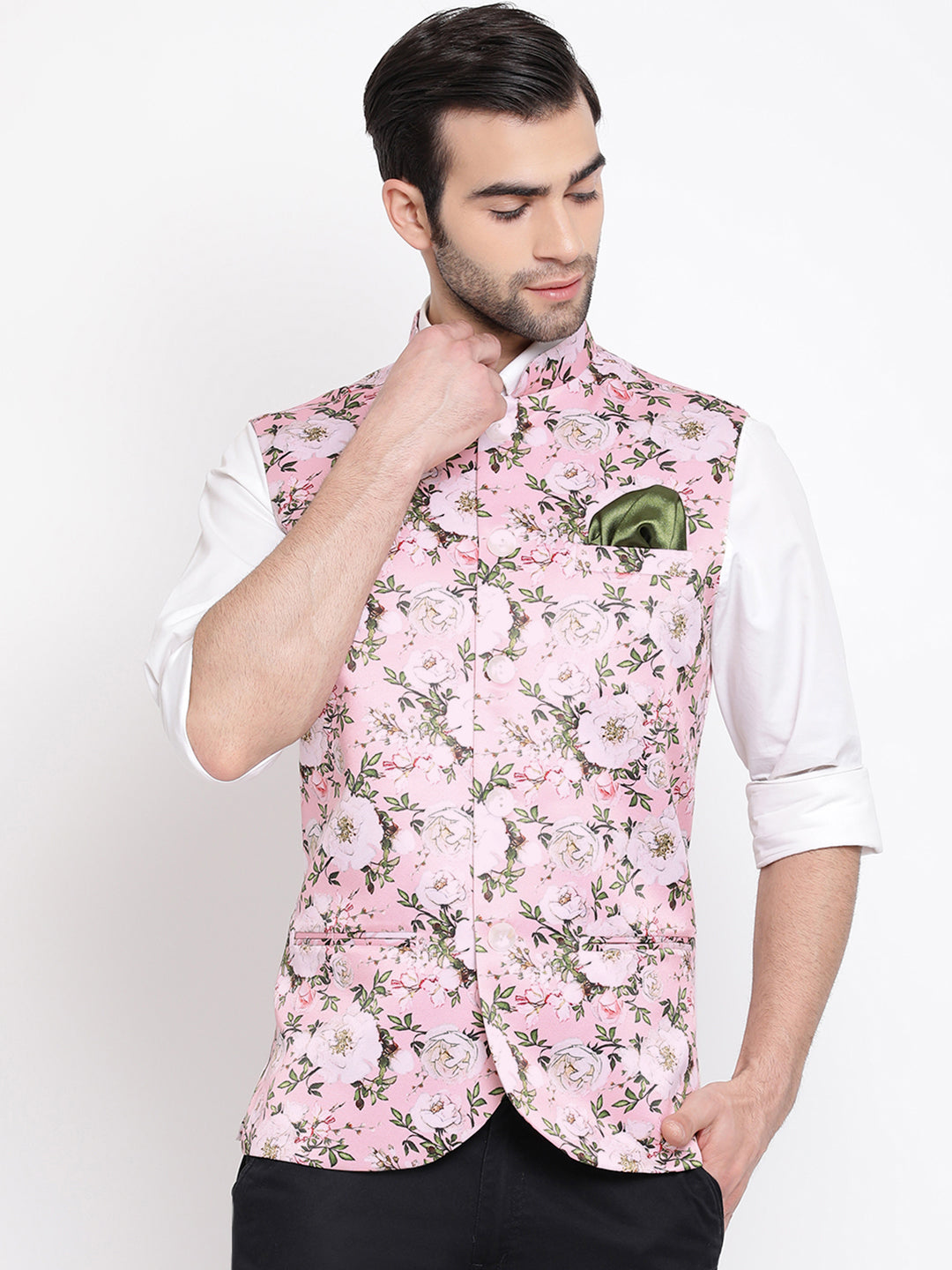 Men Nehru Jacket in Pink VASTRAMAY – vastramay - Main Image